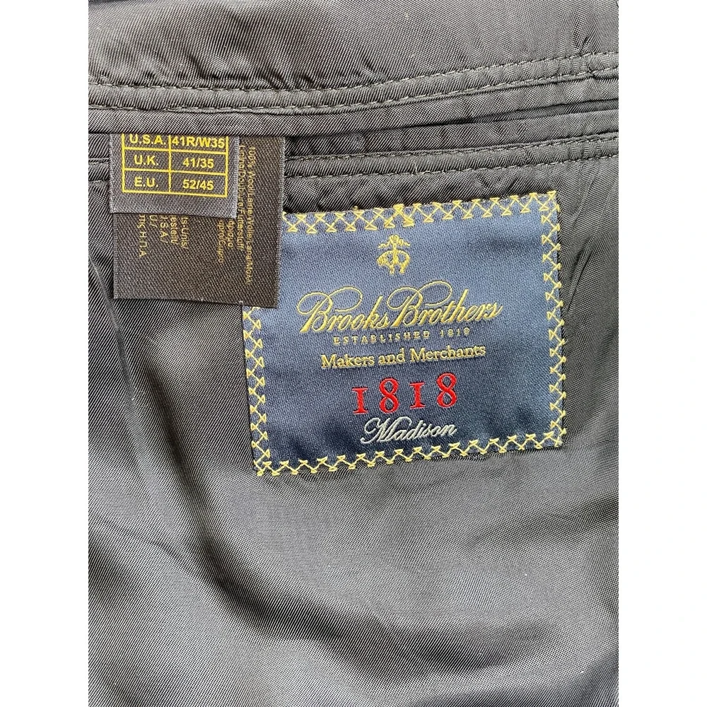 Brooks Brothers Suit‎ Men 41R Blue Madison Wool Trabaldo Togna Pants 35x29 USA